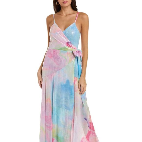 NEW HUTCH Alden Rainbow Sequin Anthropologie TRUE WRAP Maxi Dress 13M7 - Picture 11 of 12